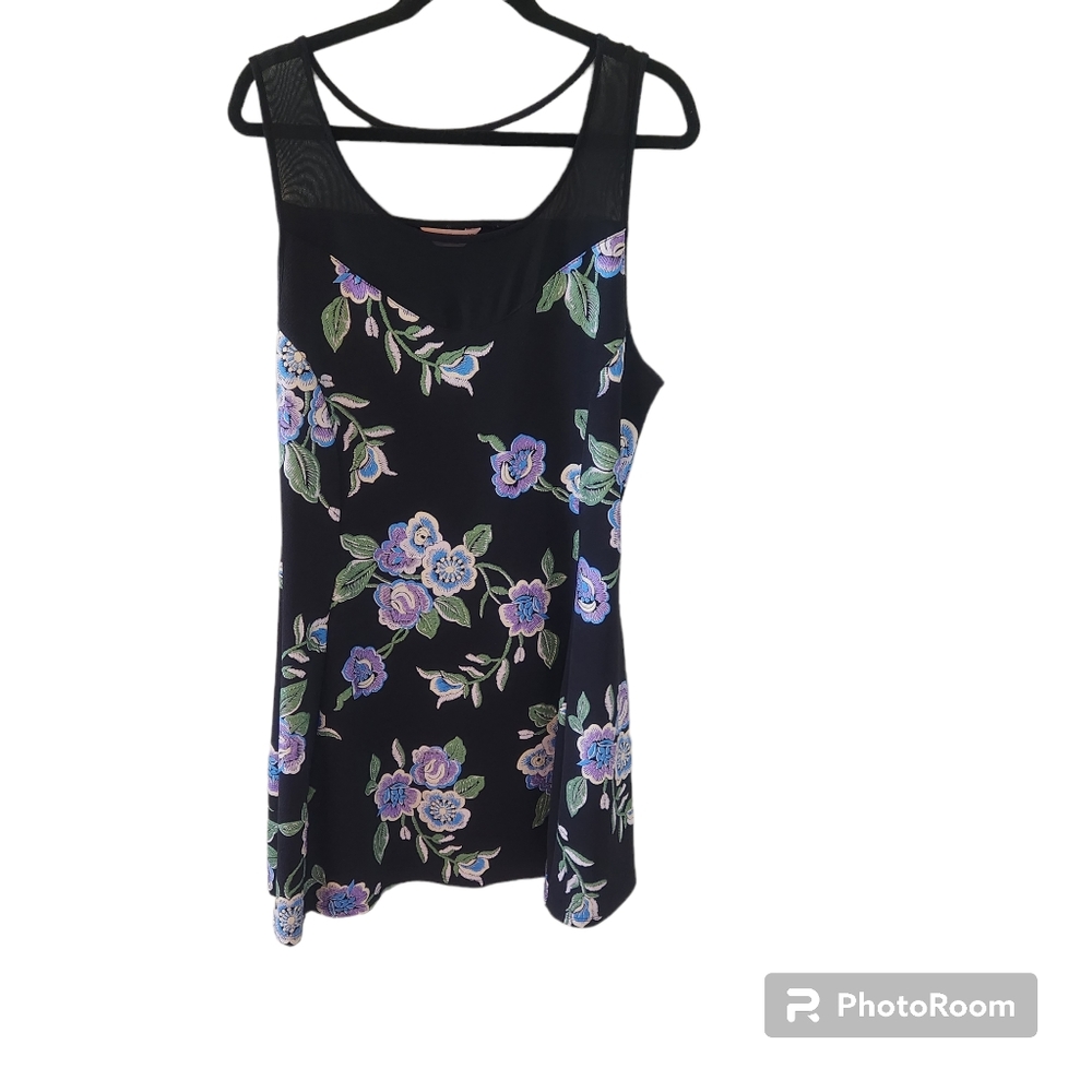 SJS black, purple,  yellow, and green sleeveless dress.  Size 1X